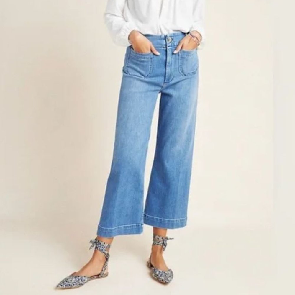 PILCRO AND THE LETTERPRESS Ultra Highrise Cropped Wideleg Jeans Sz 26, “Skipper”